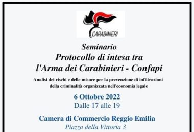Invito evento Arma Carabinieri Reggio Emilia